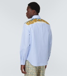 Versace Embroidered pinstriped cotton shirt
