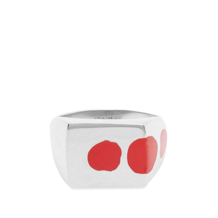 Photo: Ellie Mercer Men's Three Circles Resin Ring in Silver/Red