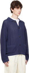 DOCUMENT Navy Hanji Paper Open Net Cardigan