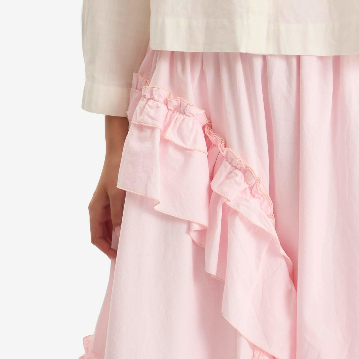 YMC Women's Draped Midi Skirt in Light Pink