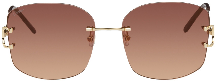Cartier Gold Rimless Square Sunglasses Cartier