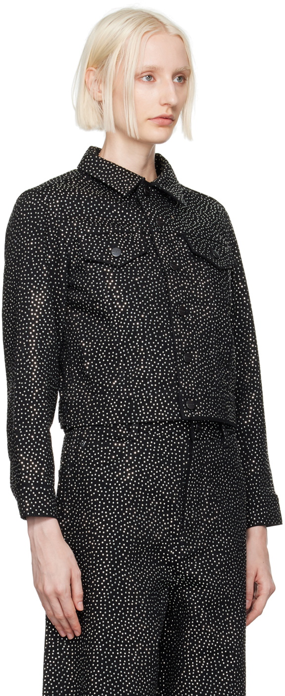 Marc Jacobs Black 'The Glam Studs Shrunken' Denim Jacket