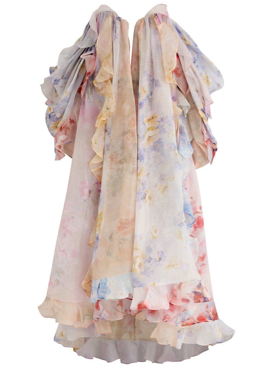 Zimmermann Crush Strapless Floral-print Linen-blend Dress
