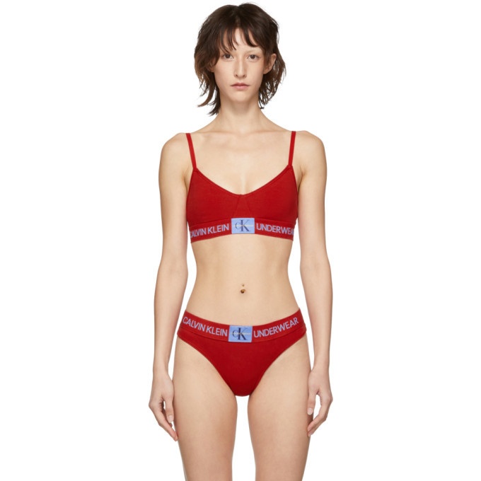 Calvin Klein Underwear Red Monogram Triangle Bra Calvin Klein Underwear