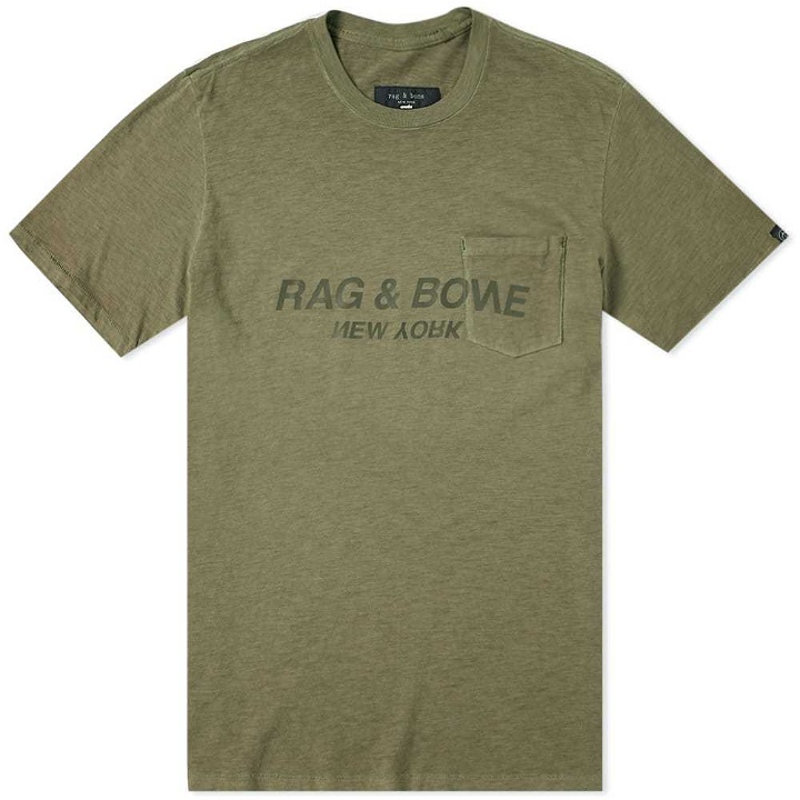 Photo: Rag & Bone Upside Down Printed Logo Tee Green