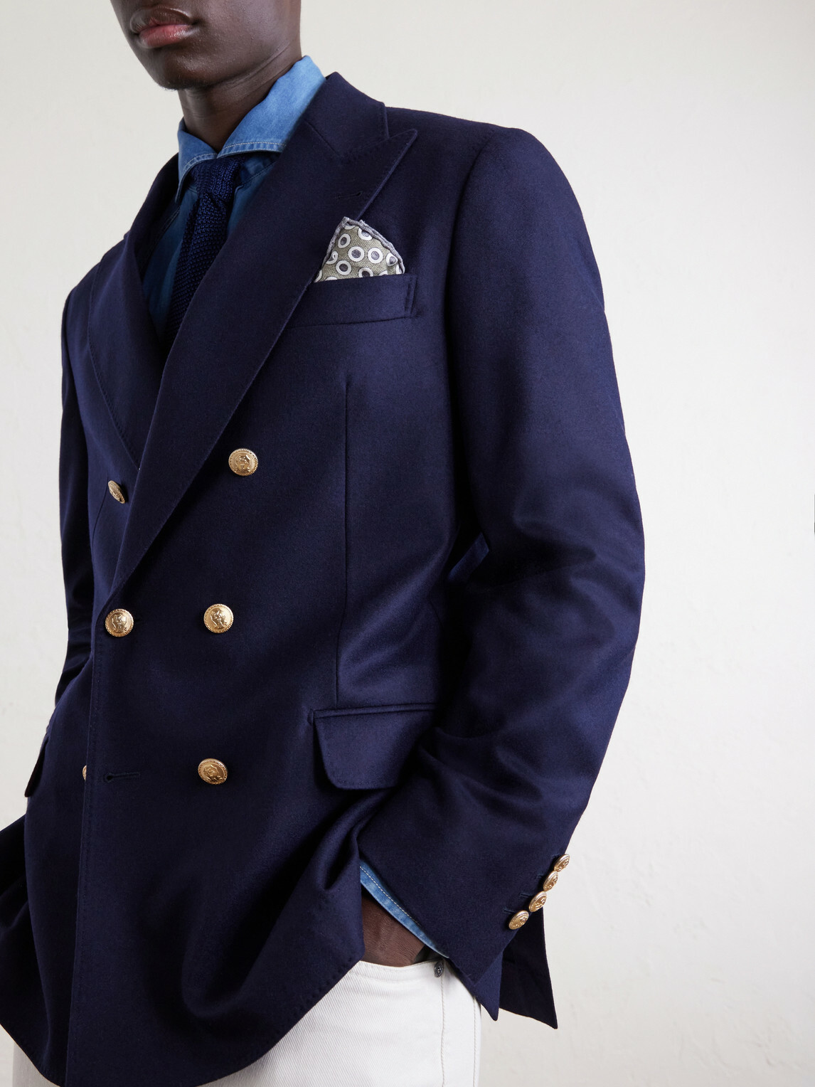 Brunello Cucinelli - Double-Breasted Wool Blazer - Blue