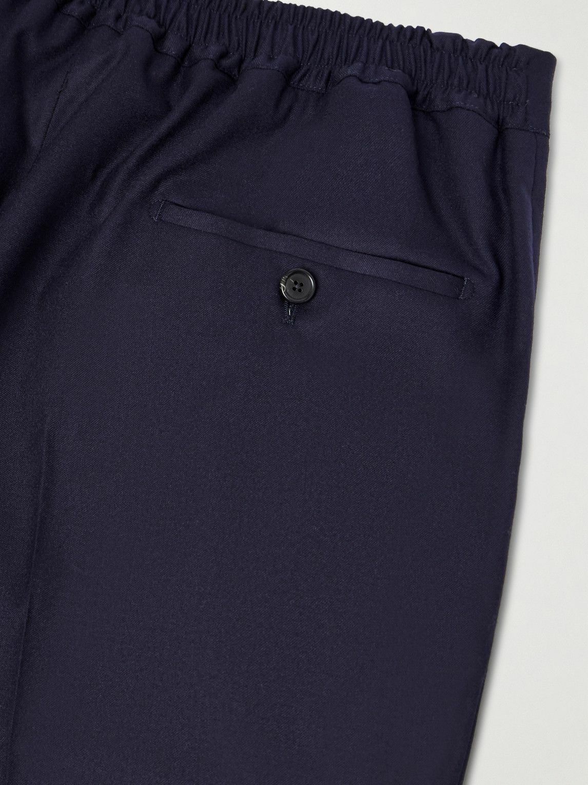 De Petrillo - Straight-Leg Wool-Blend Drawstring Trousers - Blue