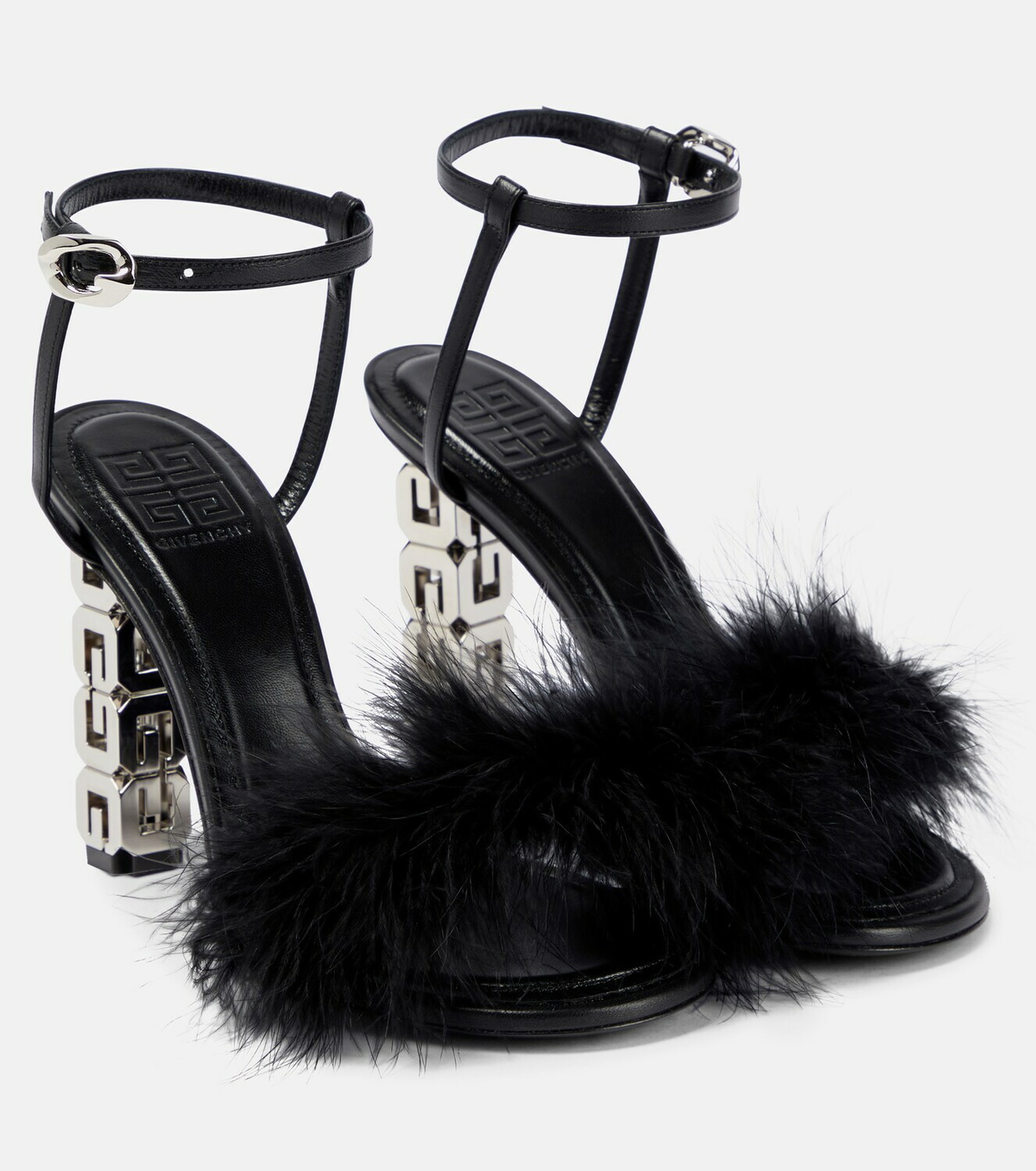 サンダル・ミュール GIVENCHY STITCH LEATHER SANDALS Givenchy Heels Givenchy Women´s Black Stitch Leather