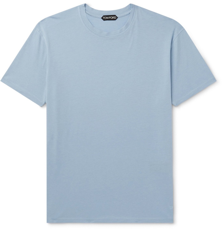 Photo: TOM FORD - Lyocell and Cotton-Blend Jersey T-Shirt - Blue