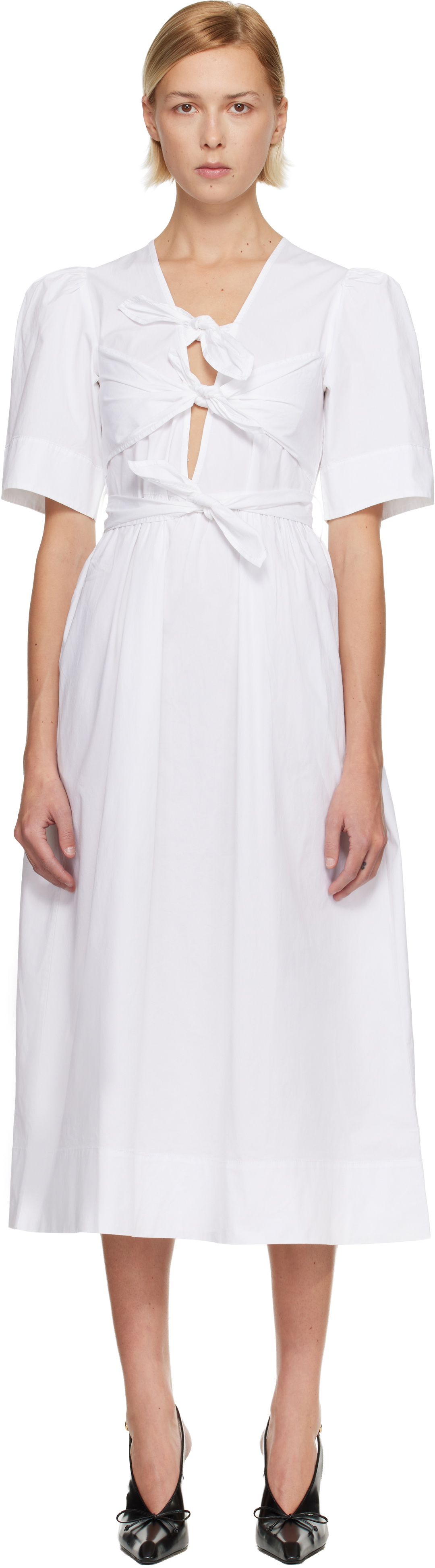 Washed Stretch Cotton Tie Strap Blouse