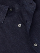 Brioni - Button-Down Collar Linen Shirt - Blue