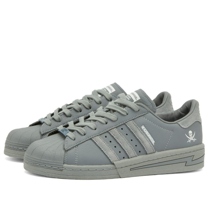 Photo: Adidas x Neighborhood Superstar N 2024 Sneakers in Grey/Footwear White