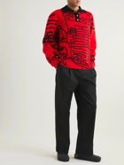 The Elder Statesman - Inner City Arts Merino Wool And Cashmere-Blend Jacquard Sweater - Red