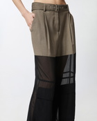 Pinko Wide Leg Cargo Trousers With Semi Sheer Georgette Flask Brown