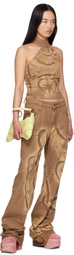 Masha Popova SSENSE Exclusive Brown Chains Halter Denim Tank Top