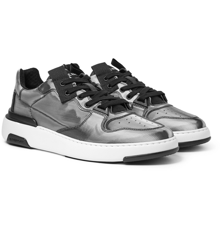 Photo: Givenchy - Wing Holographic Canvas Sneakers - Silver