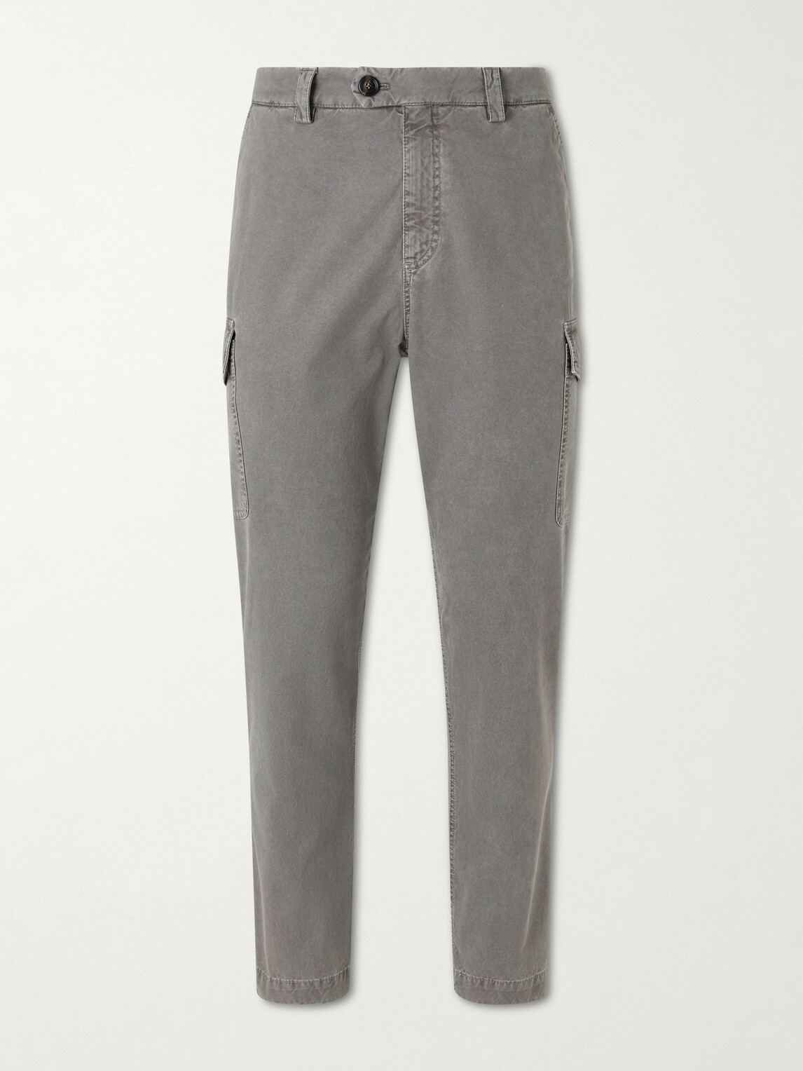 Brunello Cucinelli - Slim-Fit Tapered Cotton-Twill Cargo Trousers - Gray