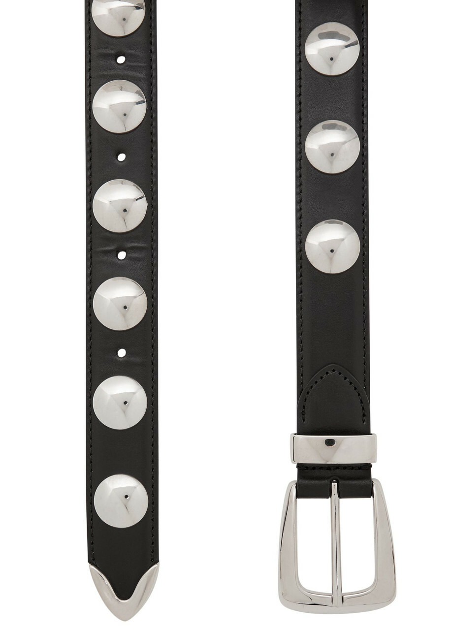 Khaite Benny Studded Leather Belt Black