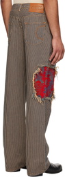Edward Cuming Navy & Beige Jacquard Circle Window Jeans