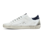 Golden Goose White and Navy Superstar Sneakers