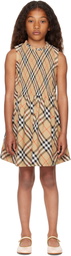 Burberry Kids Beige Check Cotton Poplin Dress