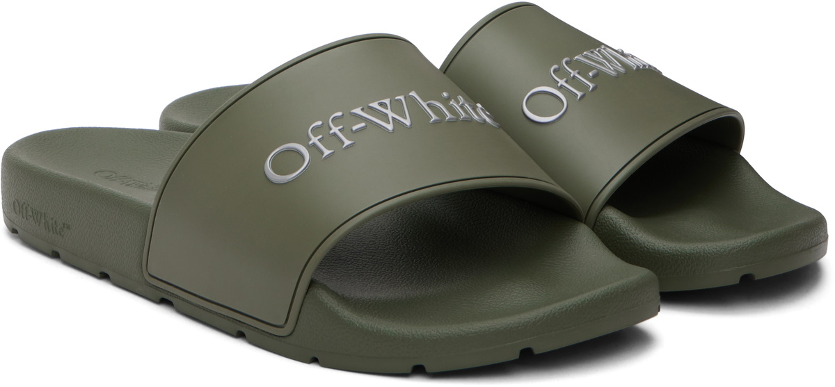 Off-White Khaki Bookish Slides Off-White