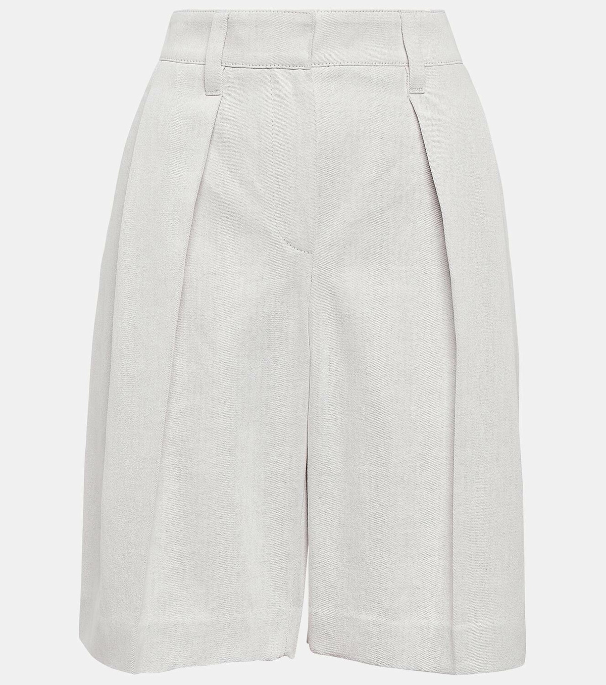 Brunello Cucinelli Pleated cotton and linen Bermuda shorts
