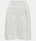 Brunello Cucinelli Pleated cotton and linen Bermuda shorts