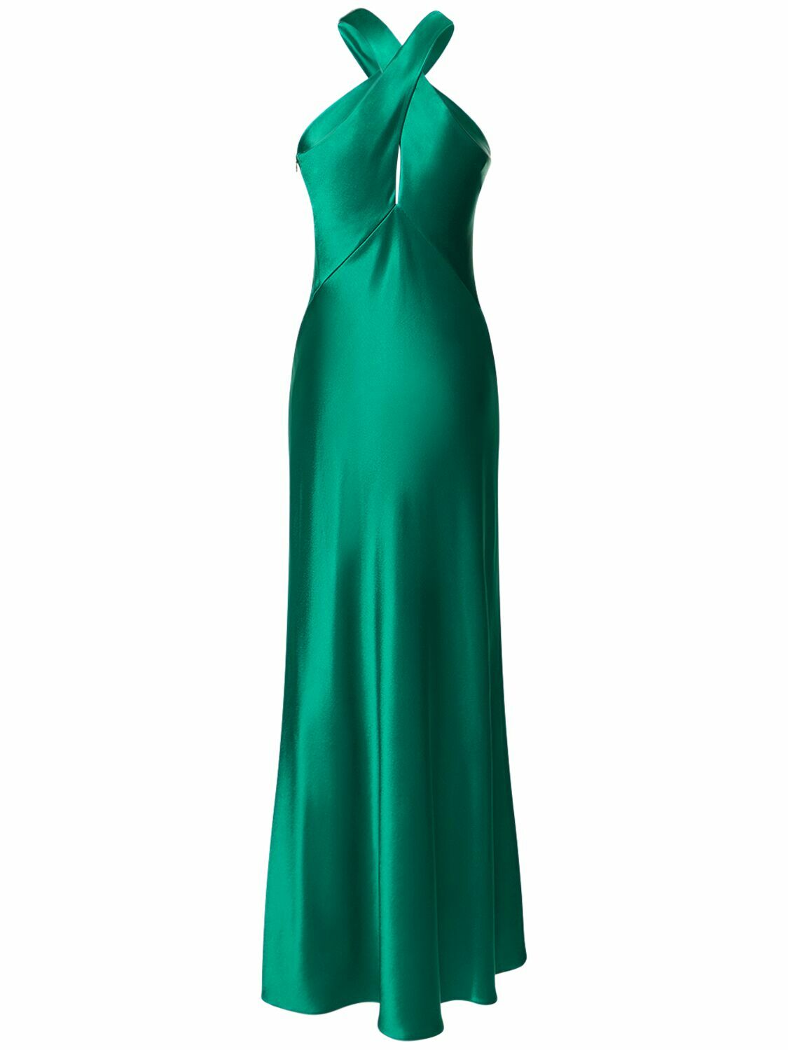 GALVAN - Evelyn Cross Neck Satin Long Dress Galvan GALVAN - Evelyn Cross Neck Satin Long Dress Galvan