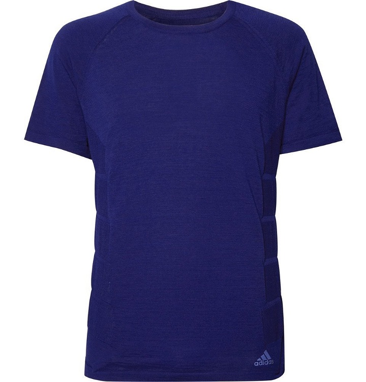 Photo: Adidas Sport - Primeknit Wool-Blend T-Shirt - Blue