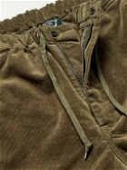 OrSlow - New Yorker Straight-Leg Cotton-Blend Corduroy Drawstring Trousers - Green