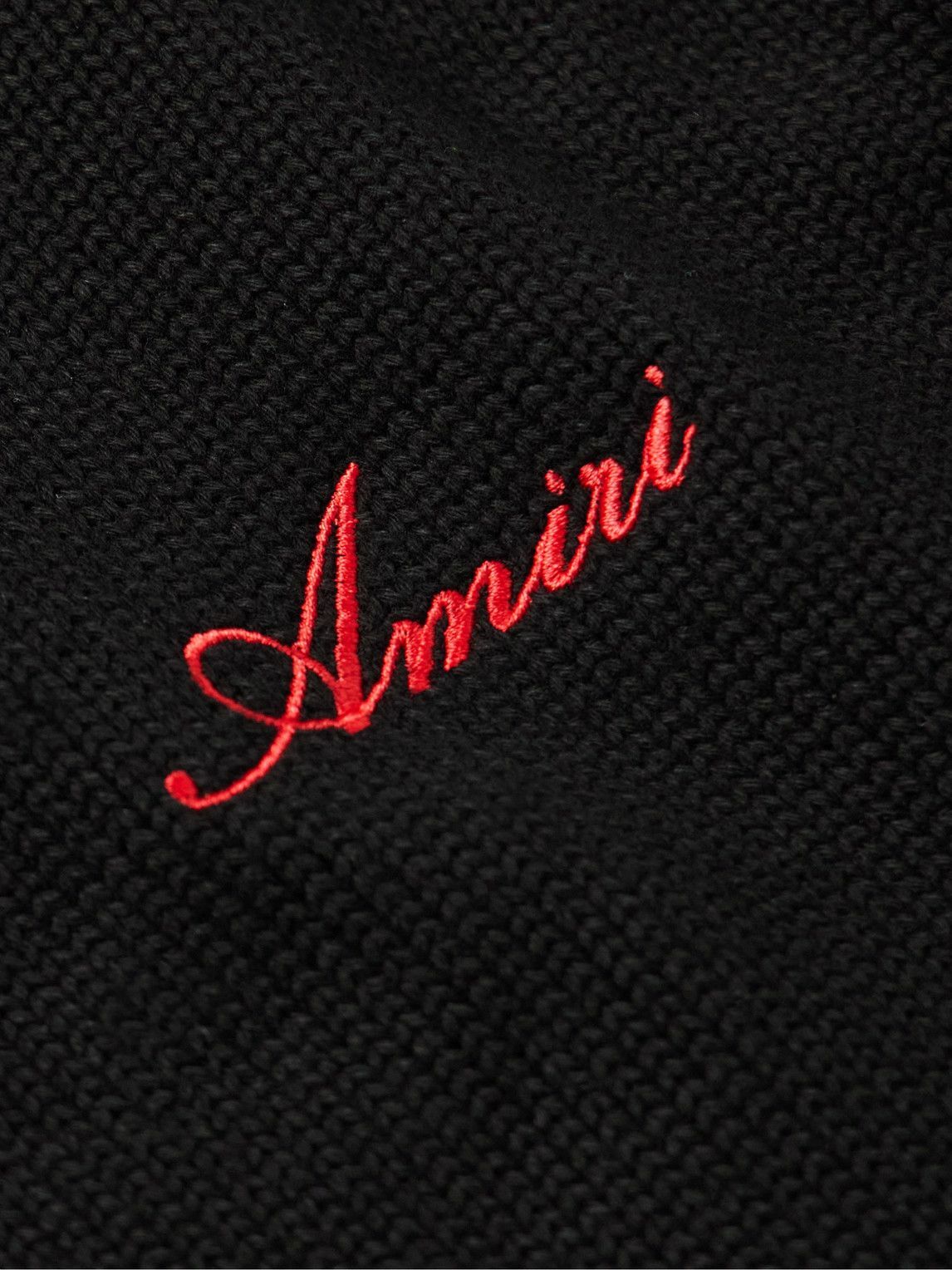 【AMIRI】Bones パーカー ロゴ 刺繍 巾着 ニット フーディー AMIRI - Bones Logo-Embroidered Intarsia Cotton-Blend Hoodie