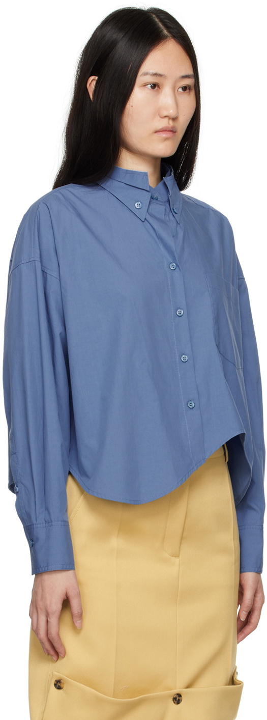 Recto Blue Asymmetric Cropped Shirt Recto