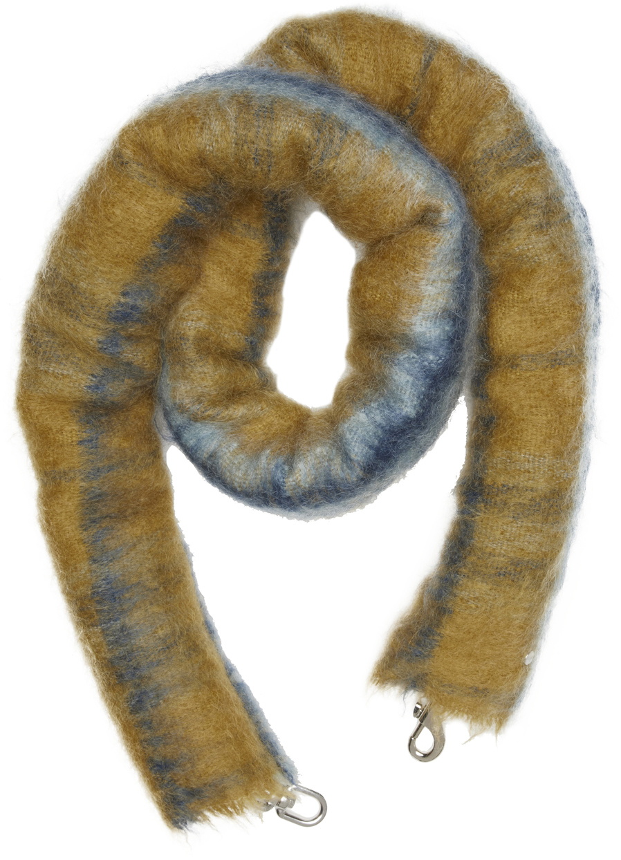 Bless Gold & Blue Mohair Brezel Scarf