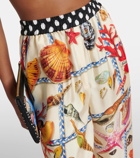 Dolce&Gabbana Capri printed silk satin palazzo pants