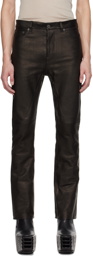 Rick Owens Black Jim Cut Leather Pants