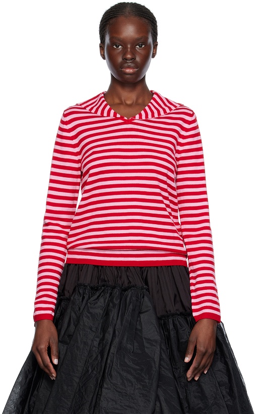 Photo: Comme des Garçons Girl Red & Pink Striped Sweater
