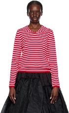 Comme des Garçons Girl Red & Pink Striped Sweater