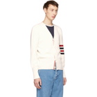 Thom Browne White Milano Stitch Four Bar Cardigan