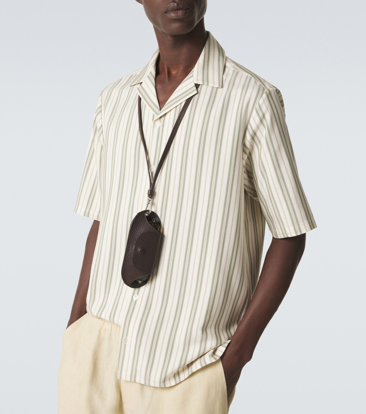 Le Kasha Striped silk bowling shirt