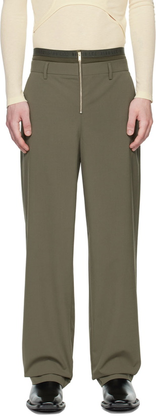 Photo: Dion Lee SSENSE Exclusive Khaki Rib Suspend Trousers