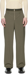 Dion Lee SSENSE Exclusive Khaki Rib Suspend Trousers