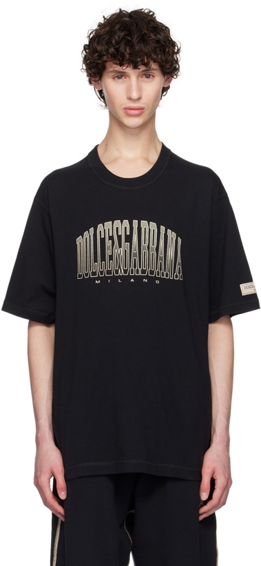 Photo: Dolce&Gabbana Black 'Dolce&Gabbana' Logo Print T-Shirt