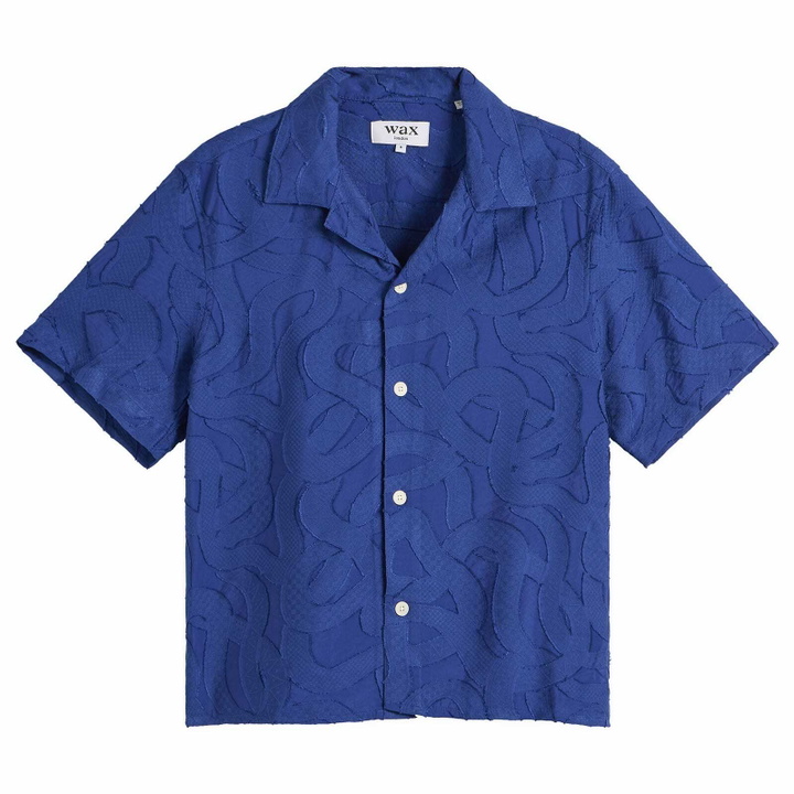 Photo: Wax London Men's Curzon Jacquard Vacation Shirt in Blue