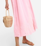 Juliet Dunn Embroidered cotton and linen midi dress