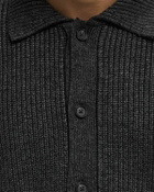 ØLÅF KNITTED RIBBED CARDIGAN Grey Mens Zippers & Cardigan