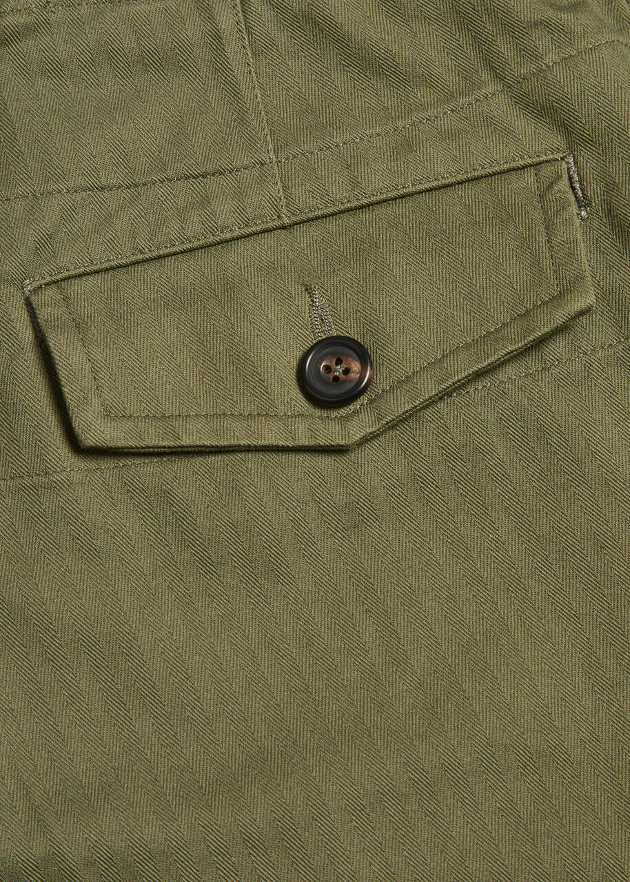 Drake's Herringbone Wide-leg Chino Trousers Khaki