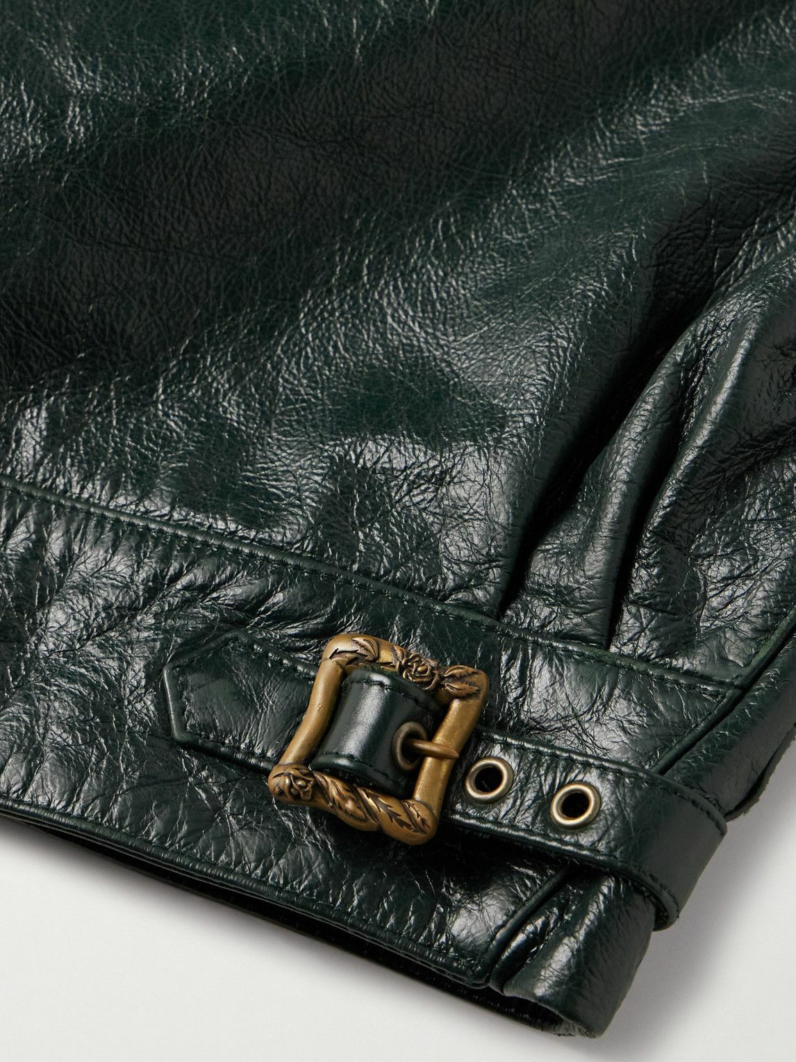 Enfants Riches Déprimés - Scorpio Rising Cropped Textured-Leather Jacket - Green