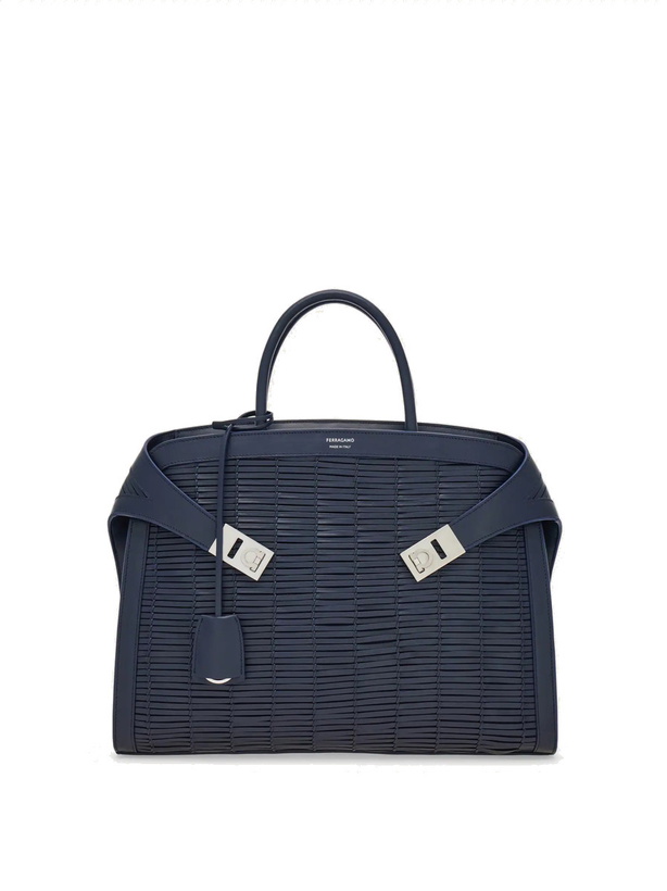 Photo: Ferragamo Mens Hug tote bag in Blue