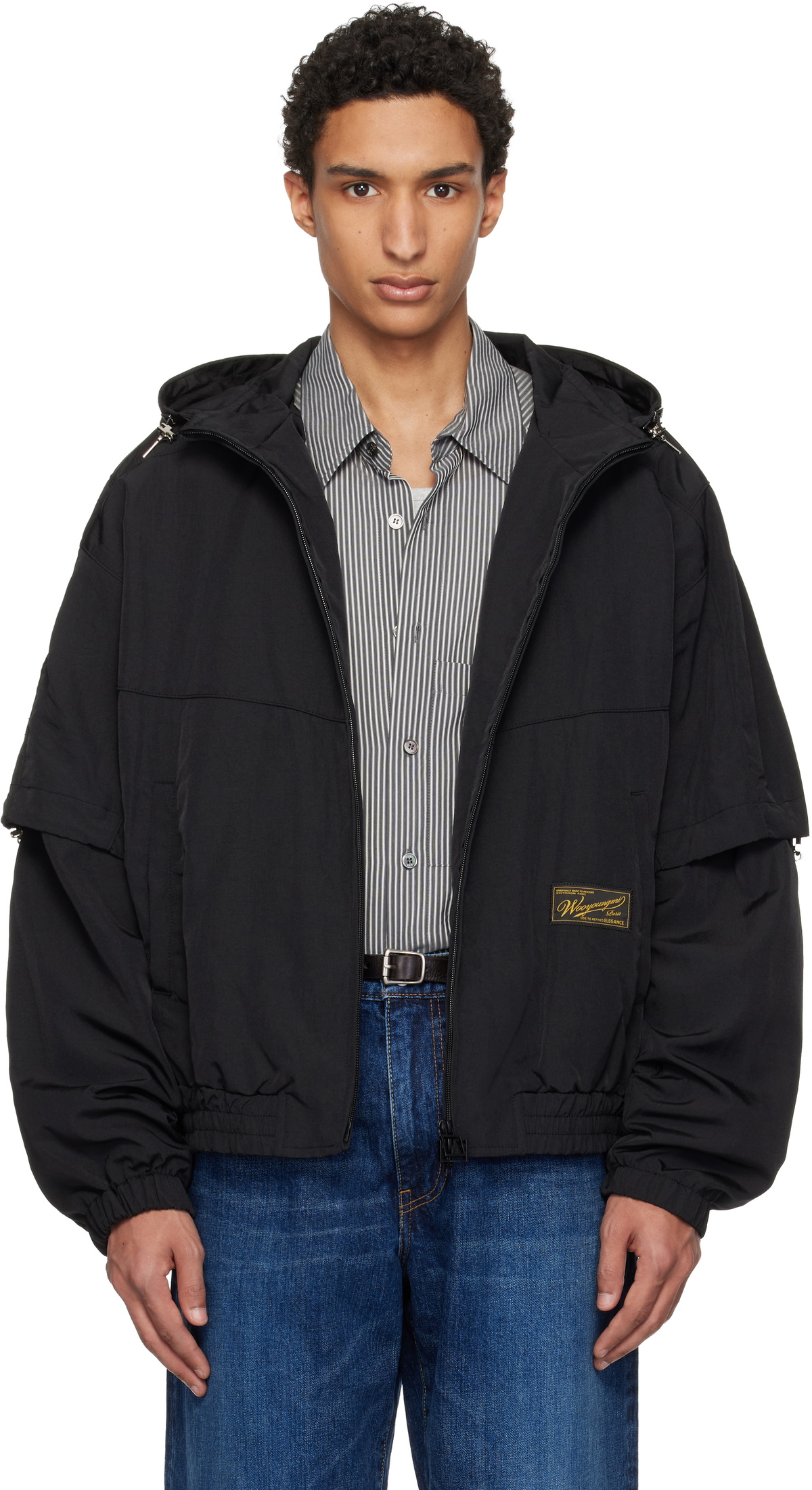 WOOYOUNGMI Black Layered Windbreaker Jacket